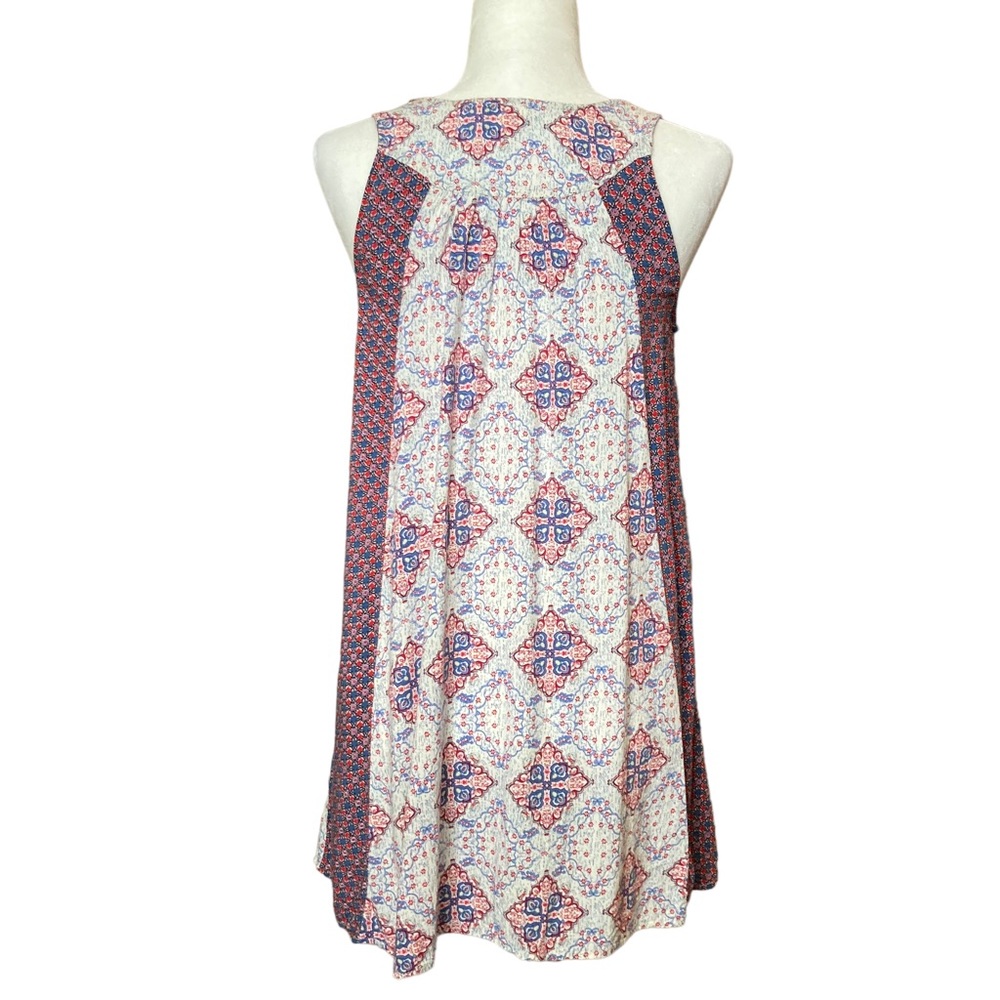Umgee Women's blue red and cream sleeveless shift mini swing dress, Sz S - Picture 11 of 16